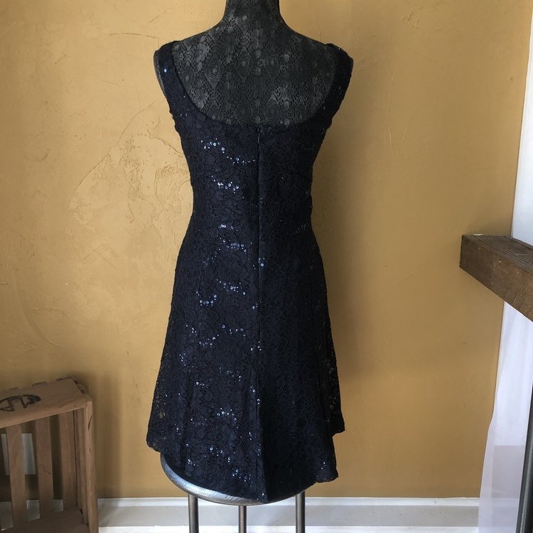 Ralph Lauren Blue Sheath Lace Sequin Dress, Size XL