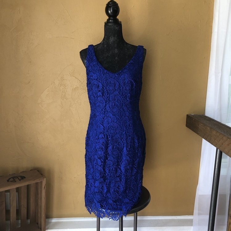 Ralph Lauren Blue Lace Sheath, Size 14