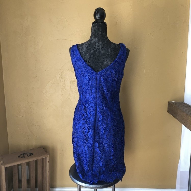 Ralph Lauren Blue Lace Sheath, Size 14
