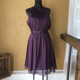 Adrianna Papell Purple Chiffon Cocktail Dress with Belt, Size 20