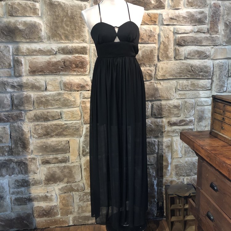 BCBGeneration Black Sheath Dress with Cutout Chest, Size XS