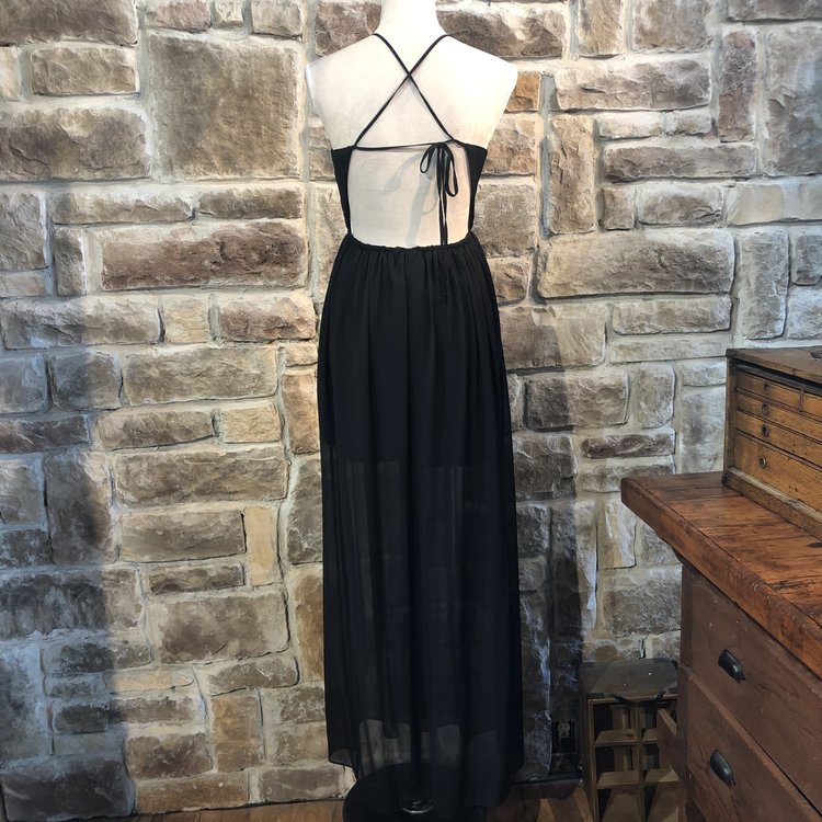 BCBGeneration Black Sheath Dress with Cutout Chest, Size XS