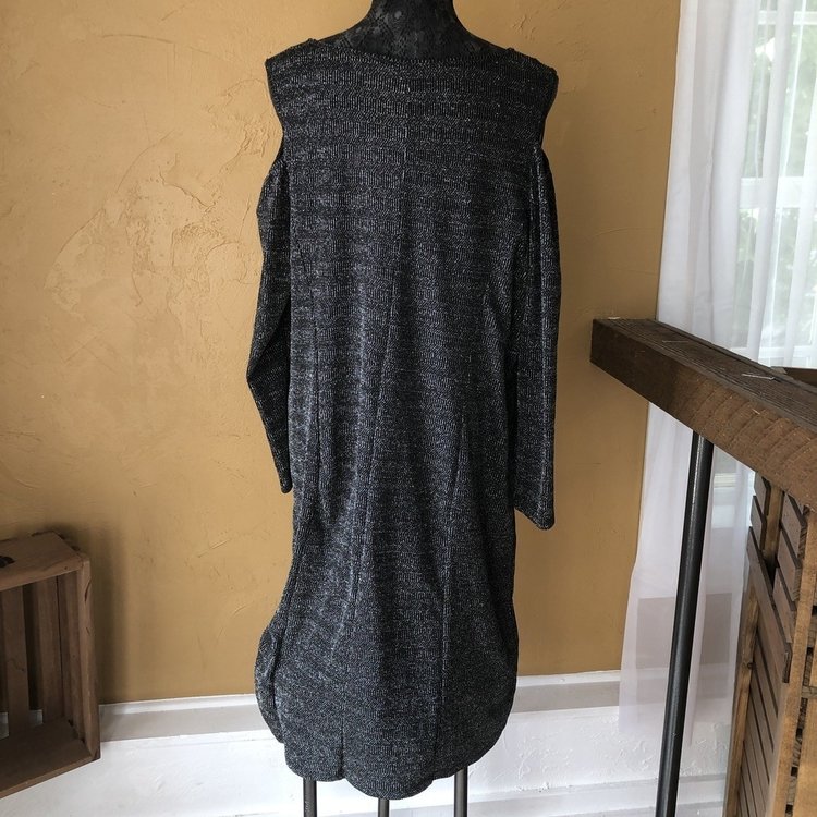 Collection Women Silver and Black Metallic Shift Dress, Size 2X