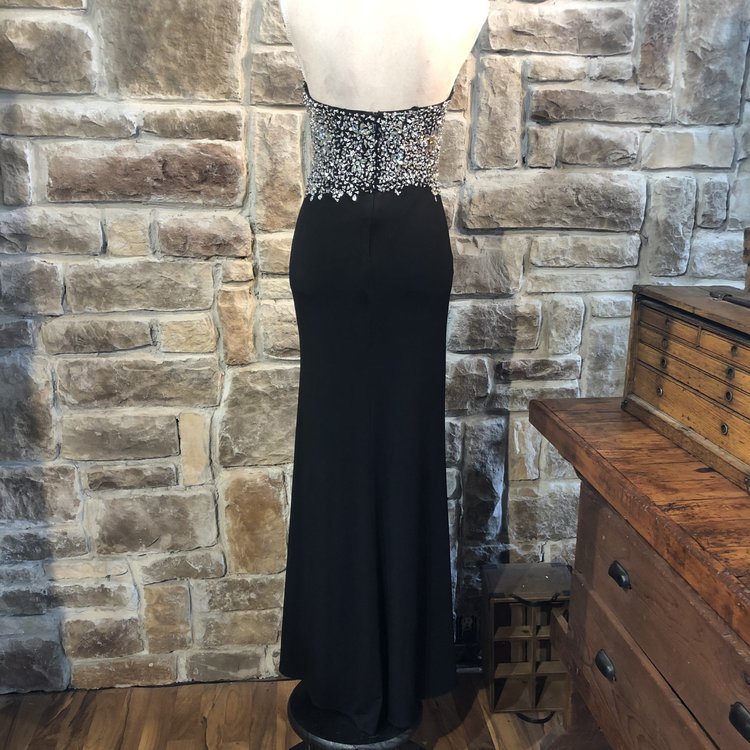 Ruby Rox Black Embellished Strapless Gown, Size S