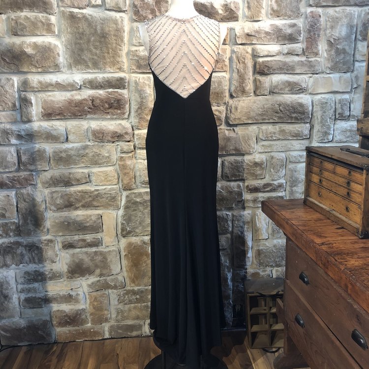 Bebe Black Gown with Mesh Back, Size 4