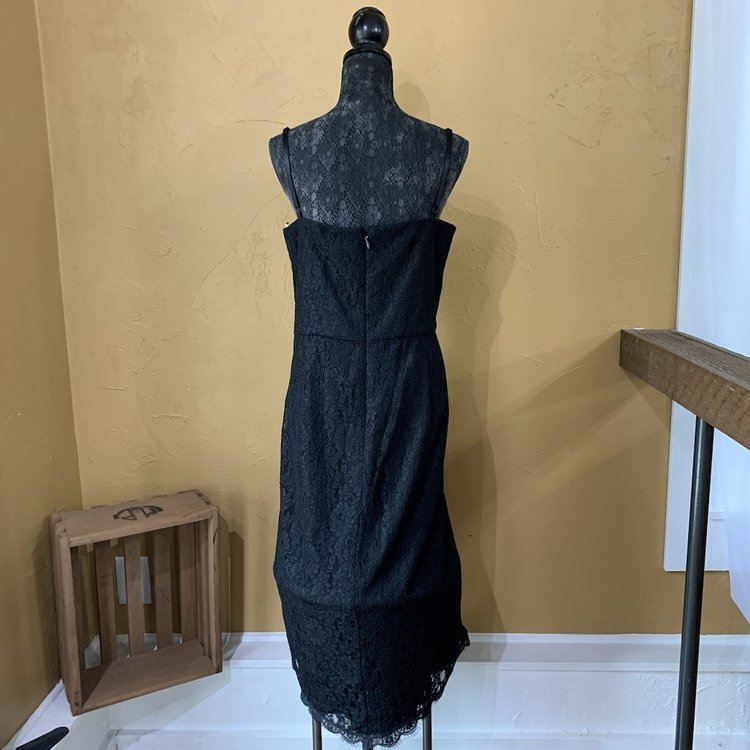 Black Lace Crisscross Front Dress, Size L