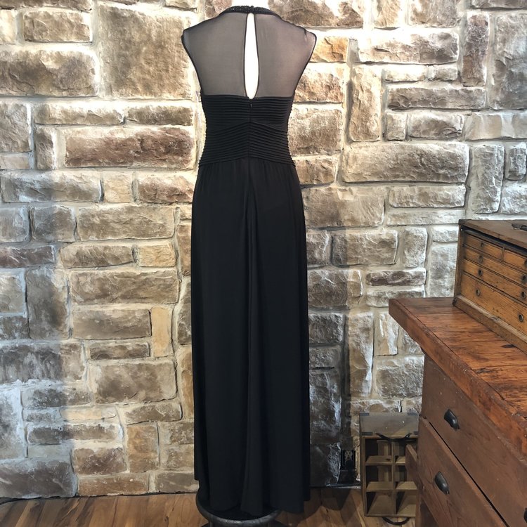 Calvin Klein Black Beaded Mesh Gown, Size 4