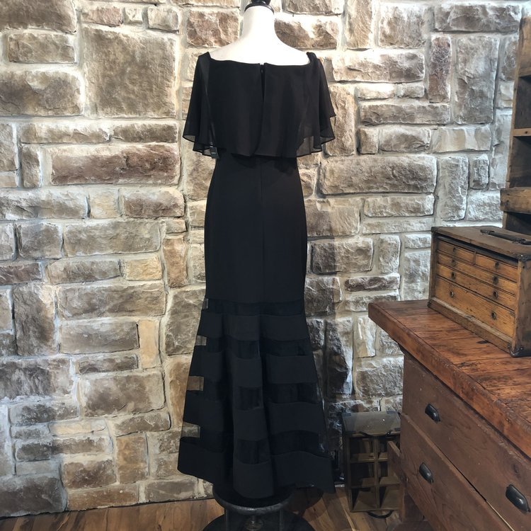 Ralph Lauren Black Capelet Gown, Size 2