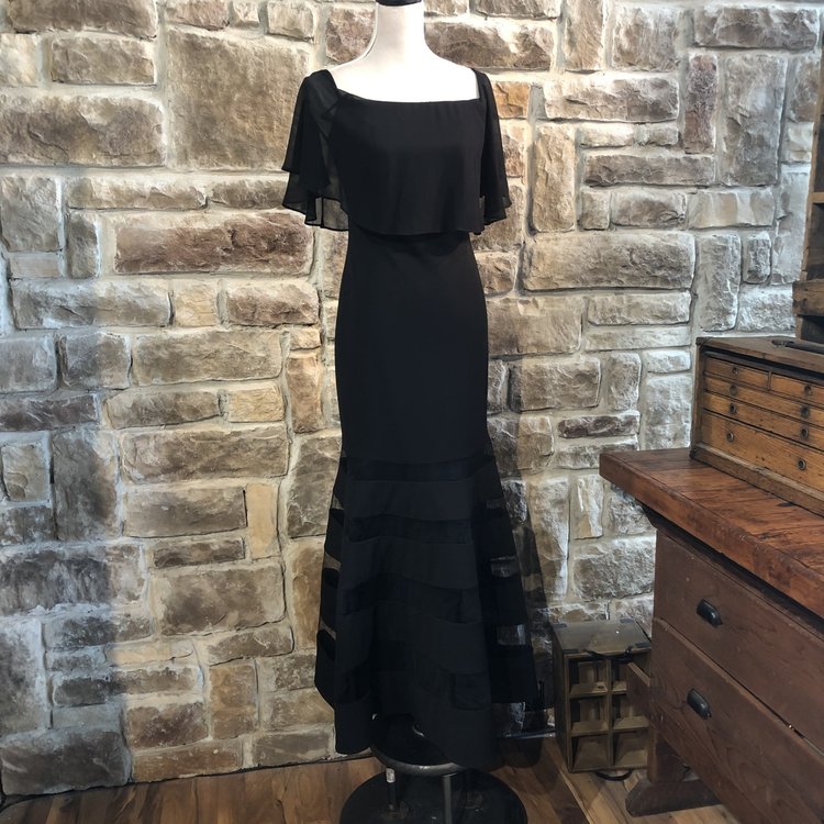 Ralph Lauren Black Capelet Gown, Size 2