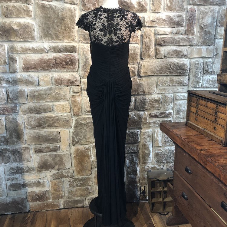 Tadashi Black Gown with Sheer Top, Size S