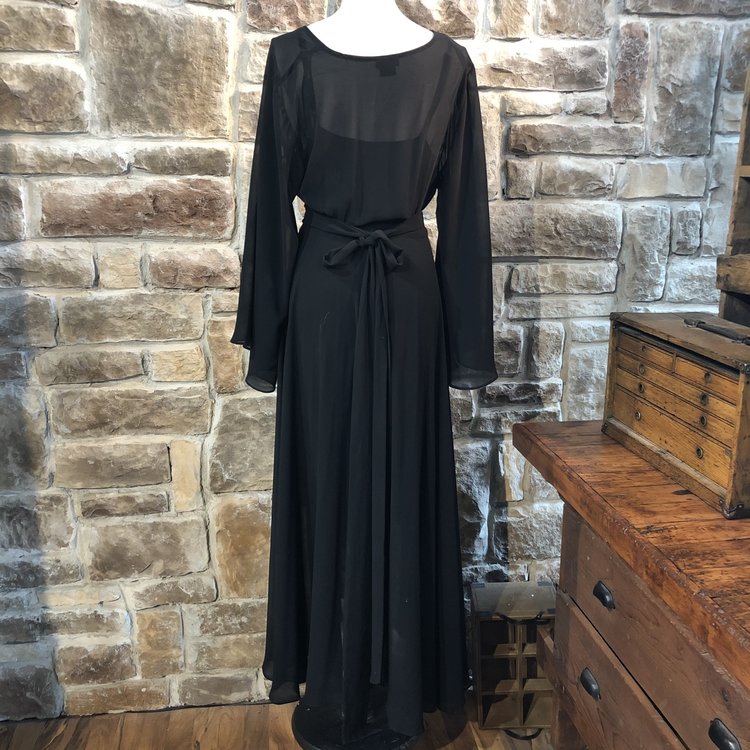 City Chic Black Long Sheer V-Neck Gown, Size S