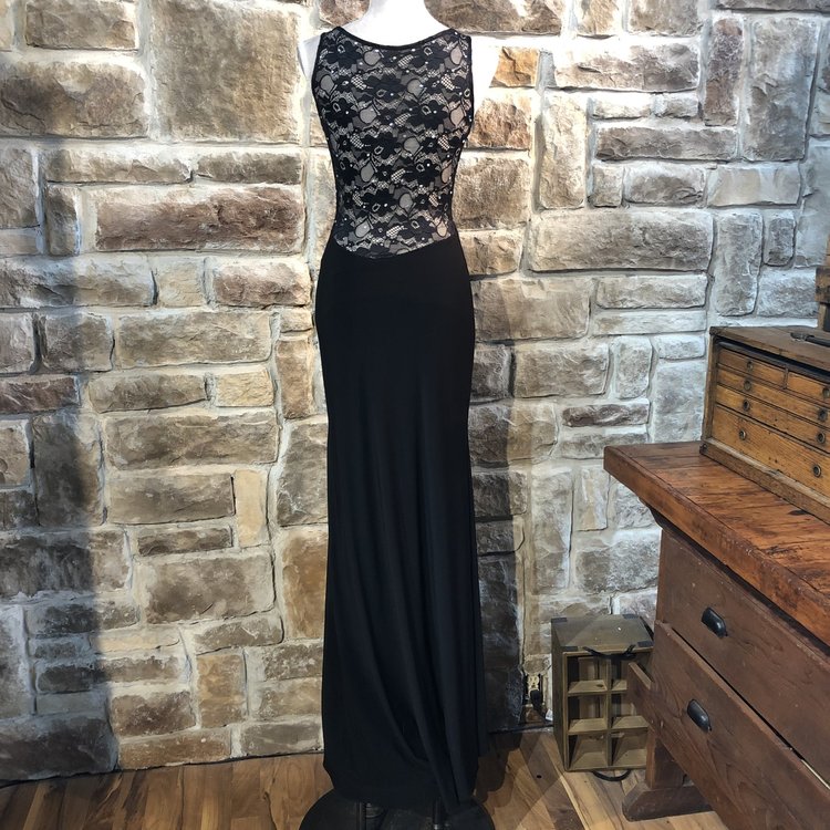 Xscape Black Slitted Sheath Gown, Size 4