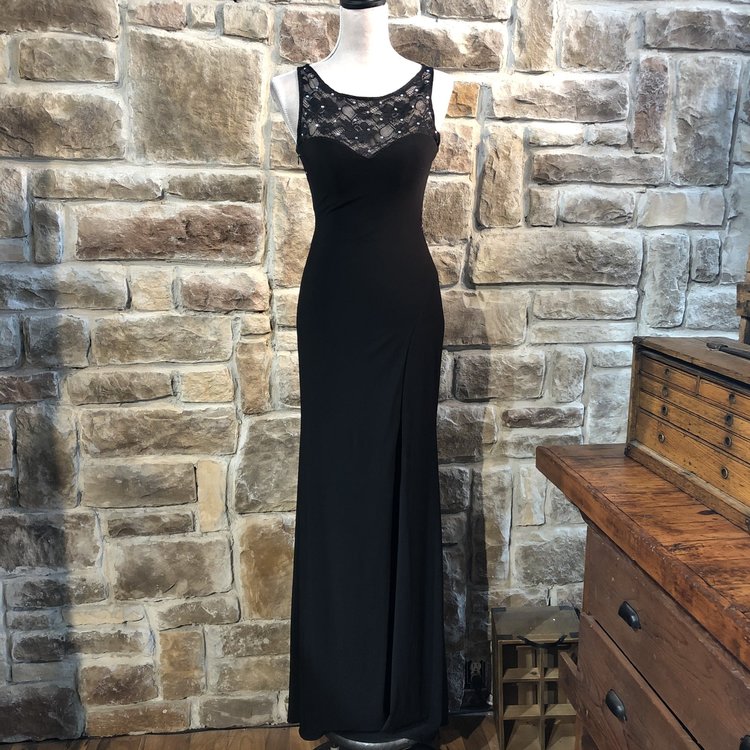 Xscape Black Slitted Sheath Gown, Size 4