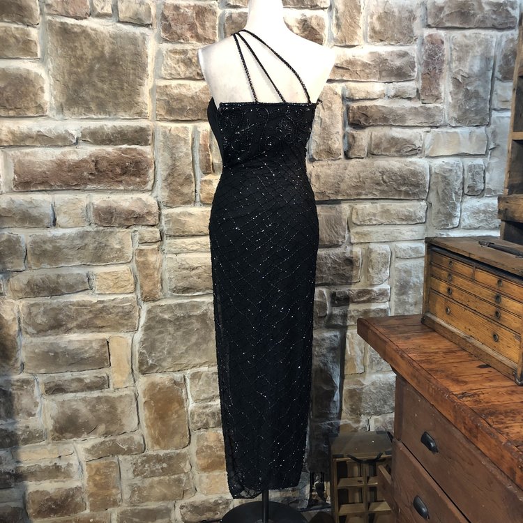 Dusk to Dawn Black One-Shoulder Gown, Size 4