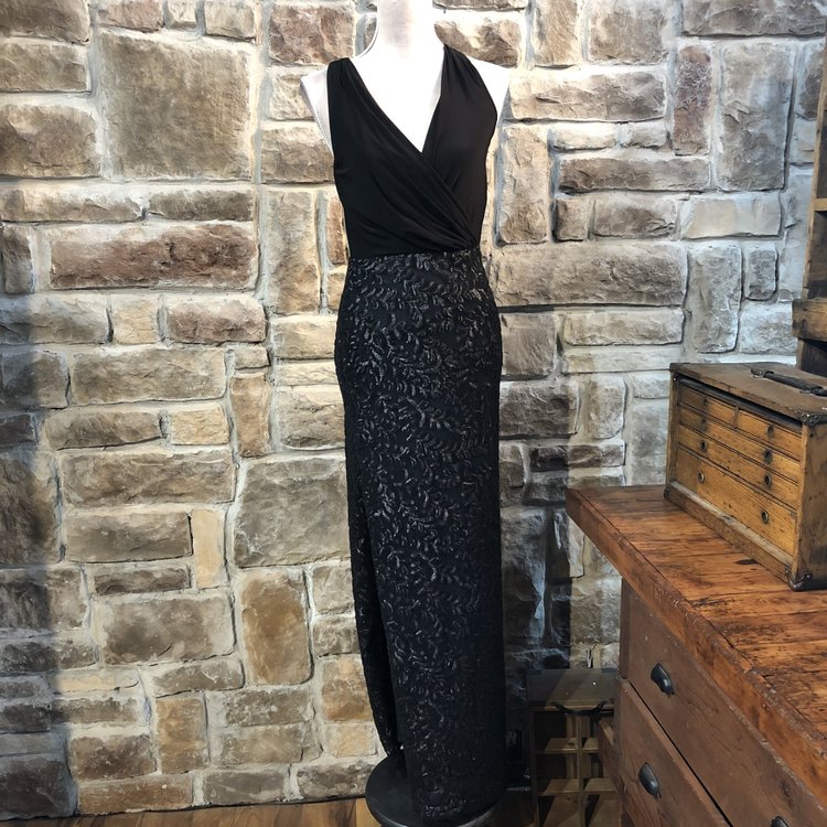 Aidan Mattox Black Sequin Gown, Size 2