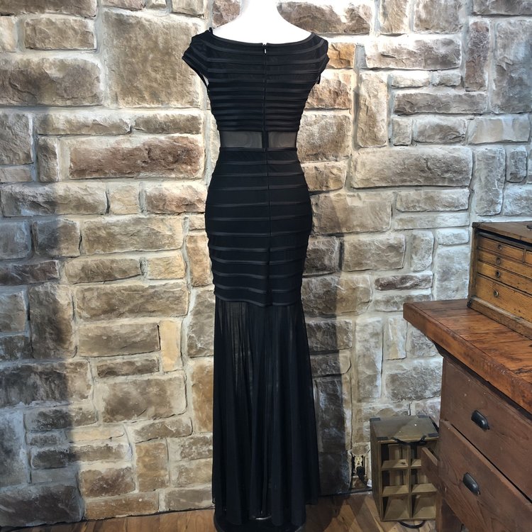 Aqua Black Illusion Trumpet Gown, Size 2
