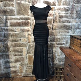 Aqua Black Illusion Trumpet Gown, Size 2