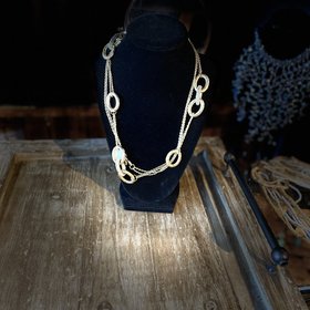 Gold and Rhinestone Link Necklace