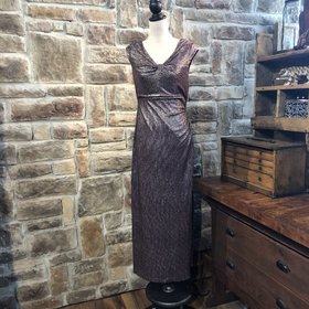 Connected Apparel Purple Metallic Dress, Size 10P