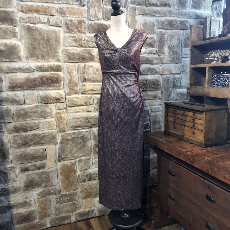 Connected Apparel Purple Metallic Dress, Size 10P