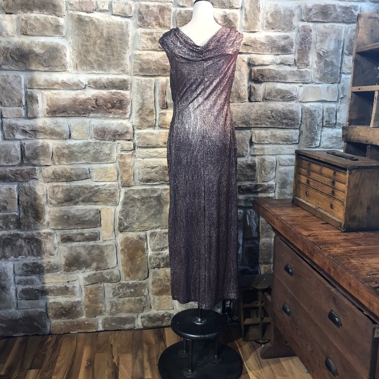 Connected Apparel Purple Metallic Dress, Size 10P