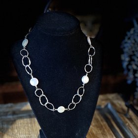 Chain Link Necklace with Pearls