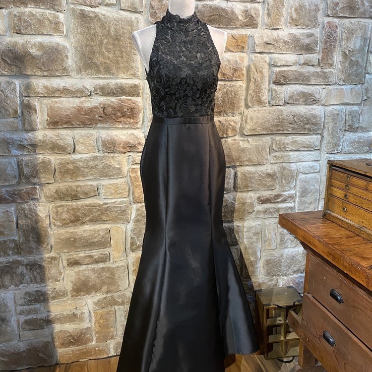 Aqua Black Mermaid Gown, Size 8