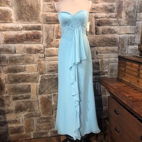 Faviana Ice Blue Chiffon Ruched Gown, Size 10