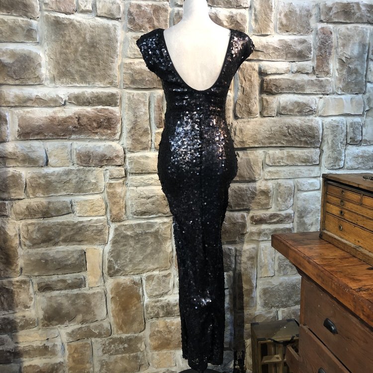Rare Black Sequin Gown, Size 8