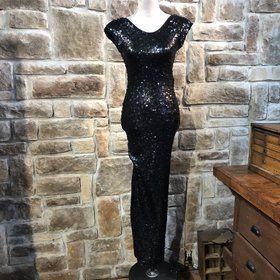 Rare Black Sequin Gown, Size 8