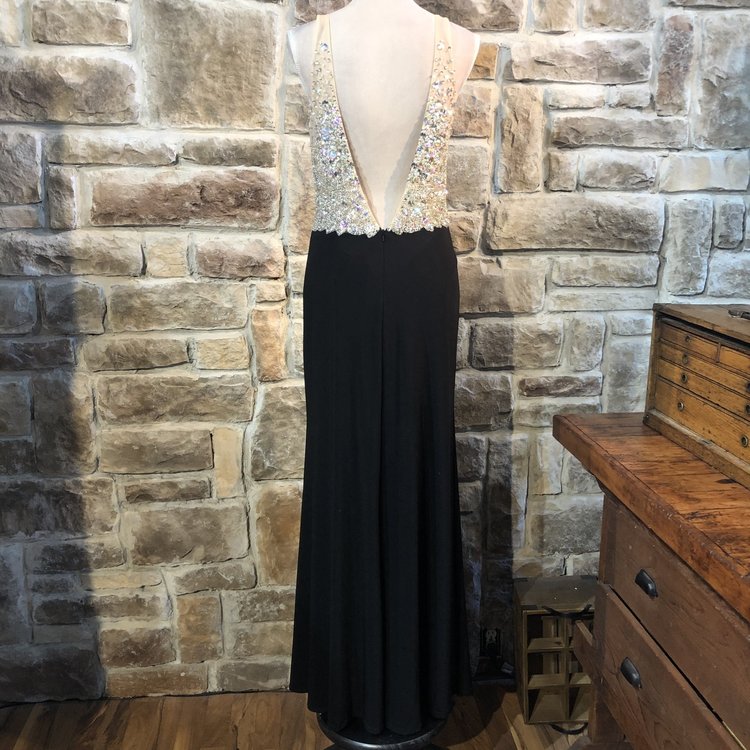 Jovani Black Embellished Illusion Gown, Size M