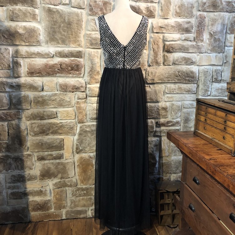 Adrianna Papell Black Beaded Dress, Size 8