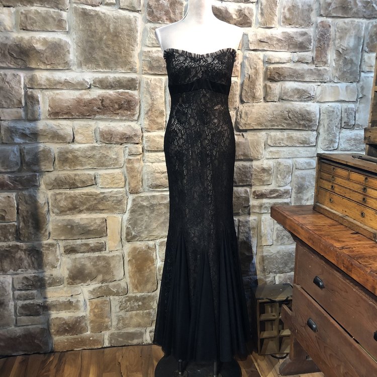 Theia Black Lace Mermaid Gown, Size 8