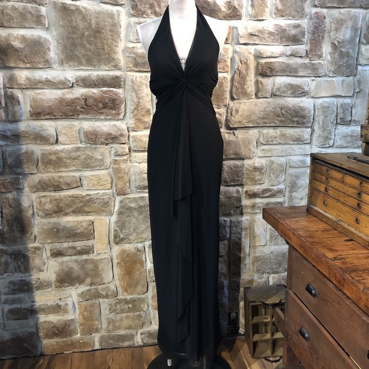 Caché Black Crystal Gown, Size 8