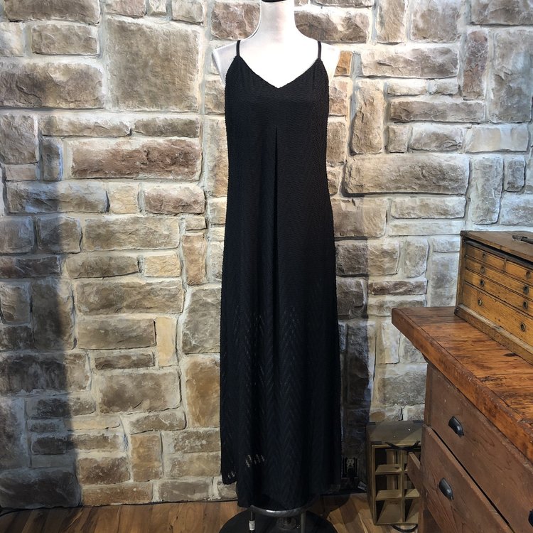 Calvin Klein Black Chevon Maxi Dress, Size M