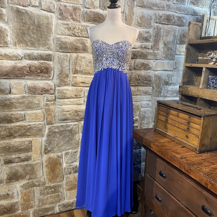 Decode 1.8 Blue Strapless Embellished Dress, Size 8