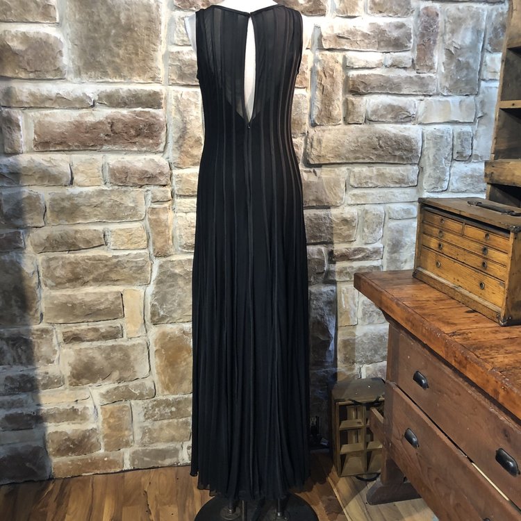Betsy & Adam Black Illusion Evening Gown, Size 10