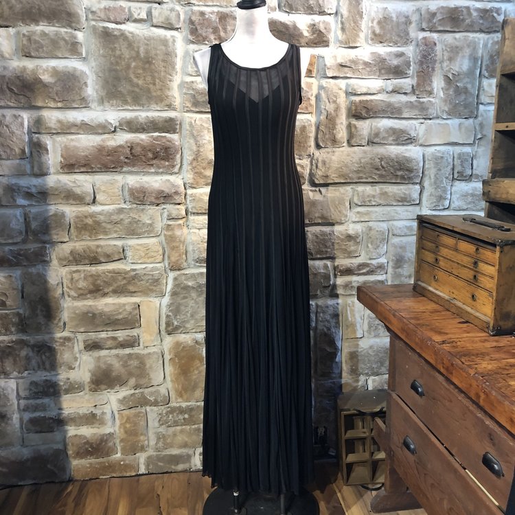 Betsy & Adam Black Illusion Evening Gown, Size 10