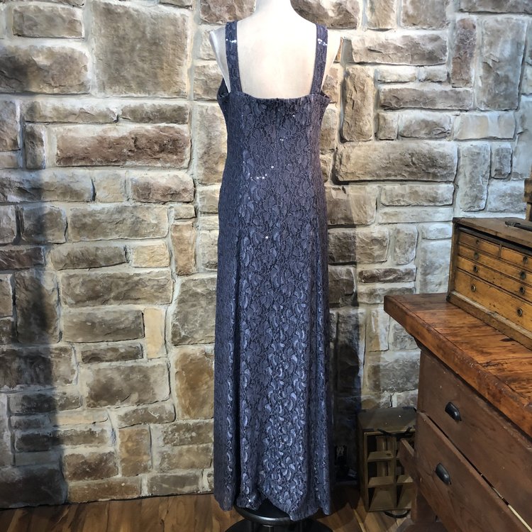 Alex Evenings Blue Lace Evening Gown, Size 8