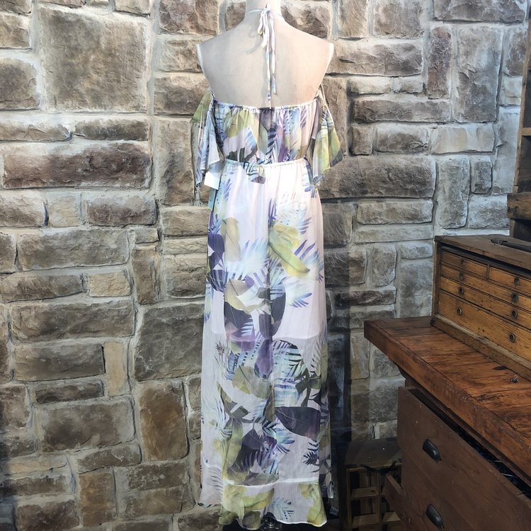 CeCe Floral Halter Illusion Dress, Size 8