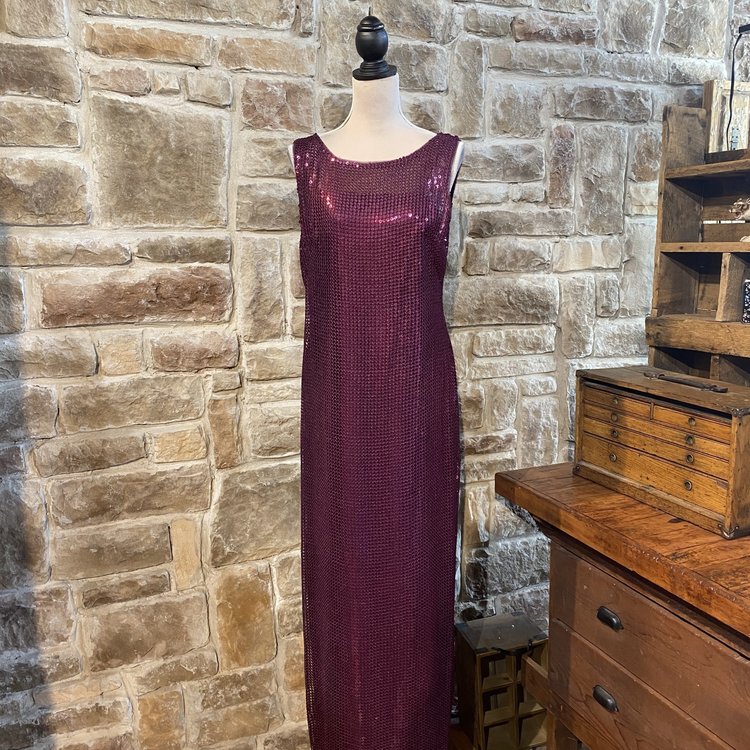 Adrianna Papell Purple Sequined Evening Gown, Size 14