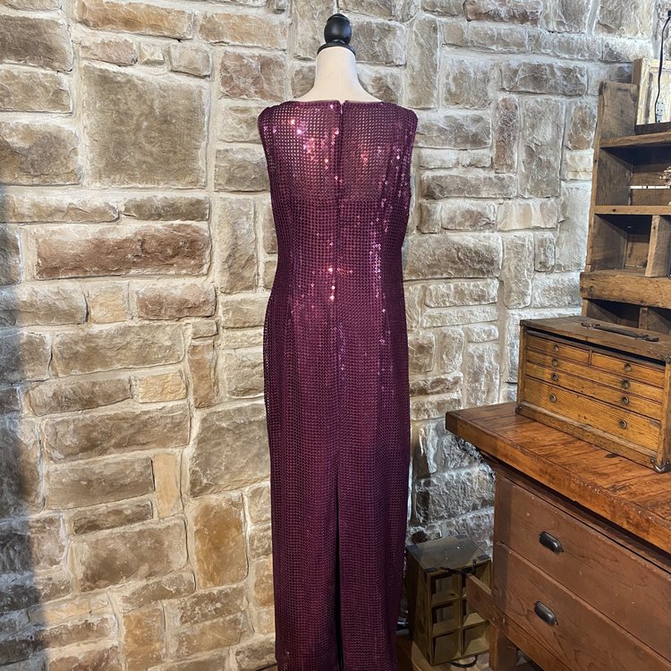 Adrianna Papell Purple Sequined Evening Gown, Size 14