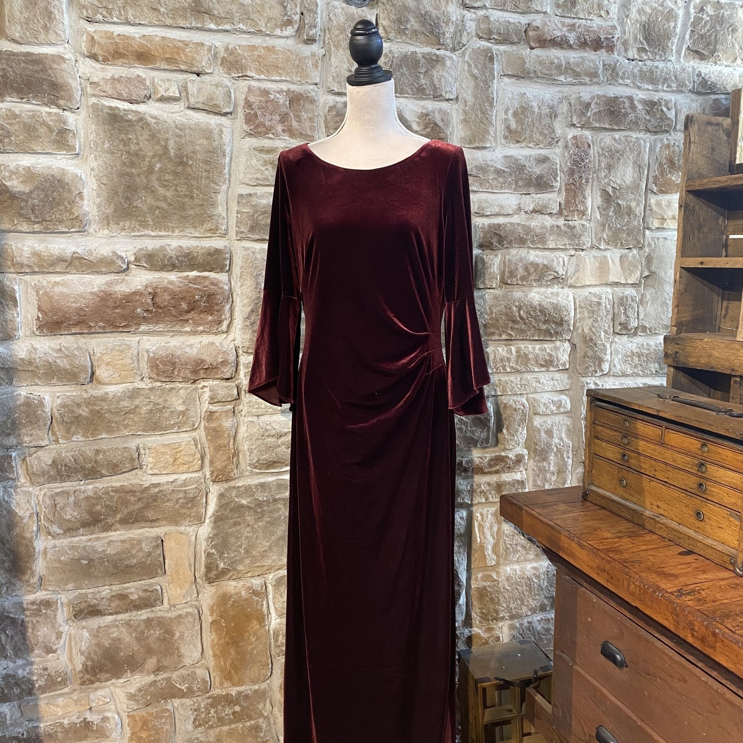 Ralph Lauren Burgundy Velvet Dress 