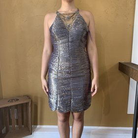 Sue Wong Gold Shimmer Dress, Size 2