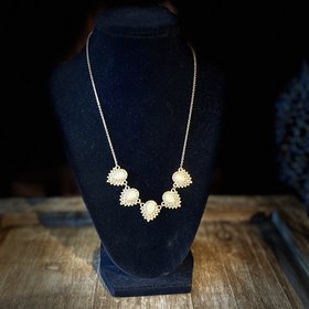 Gold Tone 5 Spike Bling Necklace