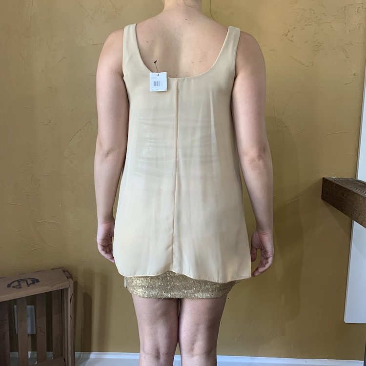Ali & Jay Gold Sequin Dress with Chiffon, Size XS