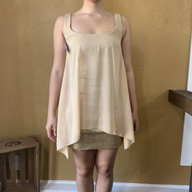 Ali & Jay Gold Sequin Dress with Chiffon, Size XS