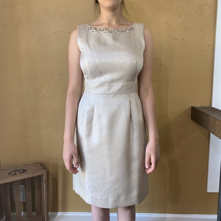 Tahari Taupe Embellished Dress, Size 4