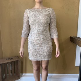 Niteline Taupe Beaded Dress, Size 2