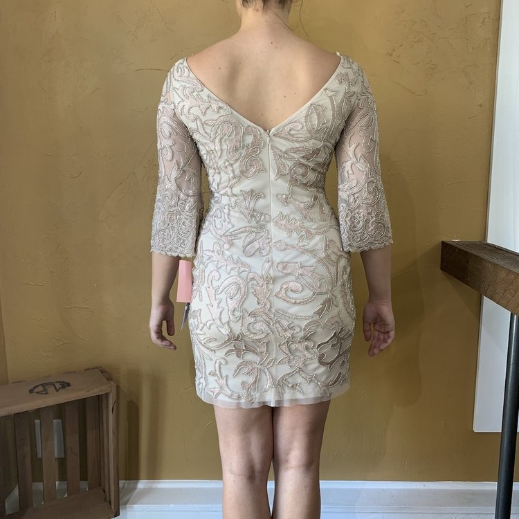 Niteline Taupe Beaded Dress, Size 2